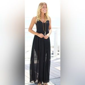 NWT Black Maxi Dress w Open Back by Miss Avenue bought from saved by the dress